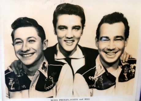 Elvis with session guitarist Scotty Moore and base Bill Black.