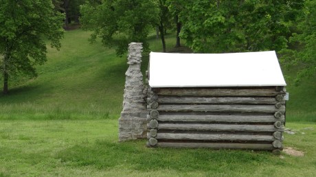 Confederate Garrison cabins with tent roofs built for winter.